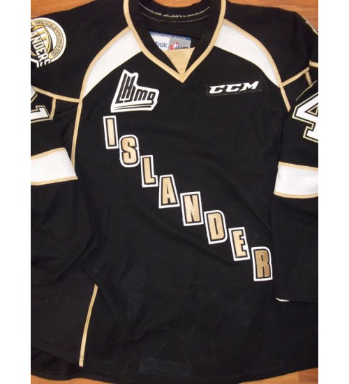 Custom QMJHL Charlottetown Islanders 2013 Pres 24 Liam Alcalde Hockey jersey Road Black